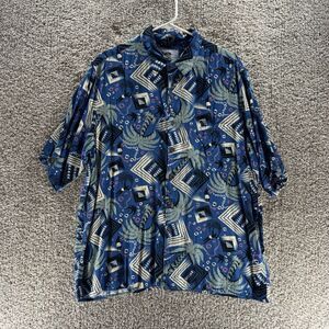 Vintage Reyn Spooner Hawaiian Shirt Mens Large Spun Rayon Palm Trees AOP Pattern